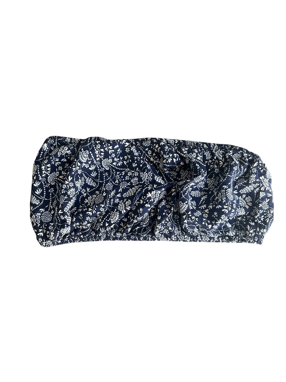 Urban Outfitters Navy Floral Elastic Bandeau Top